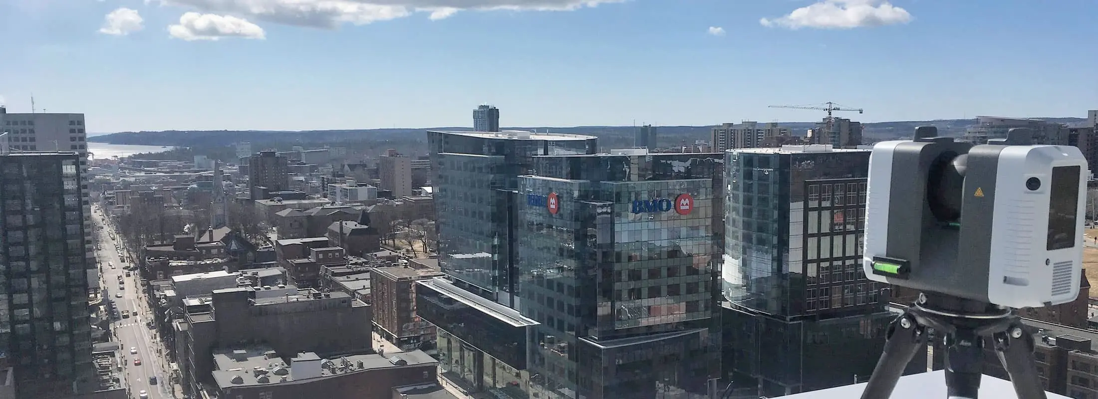 surveying equipment on rooftop in halifax