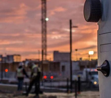 surveying equipment on rooftop